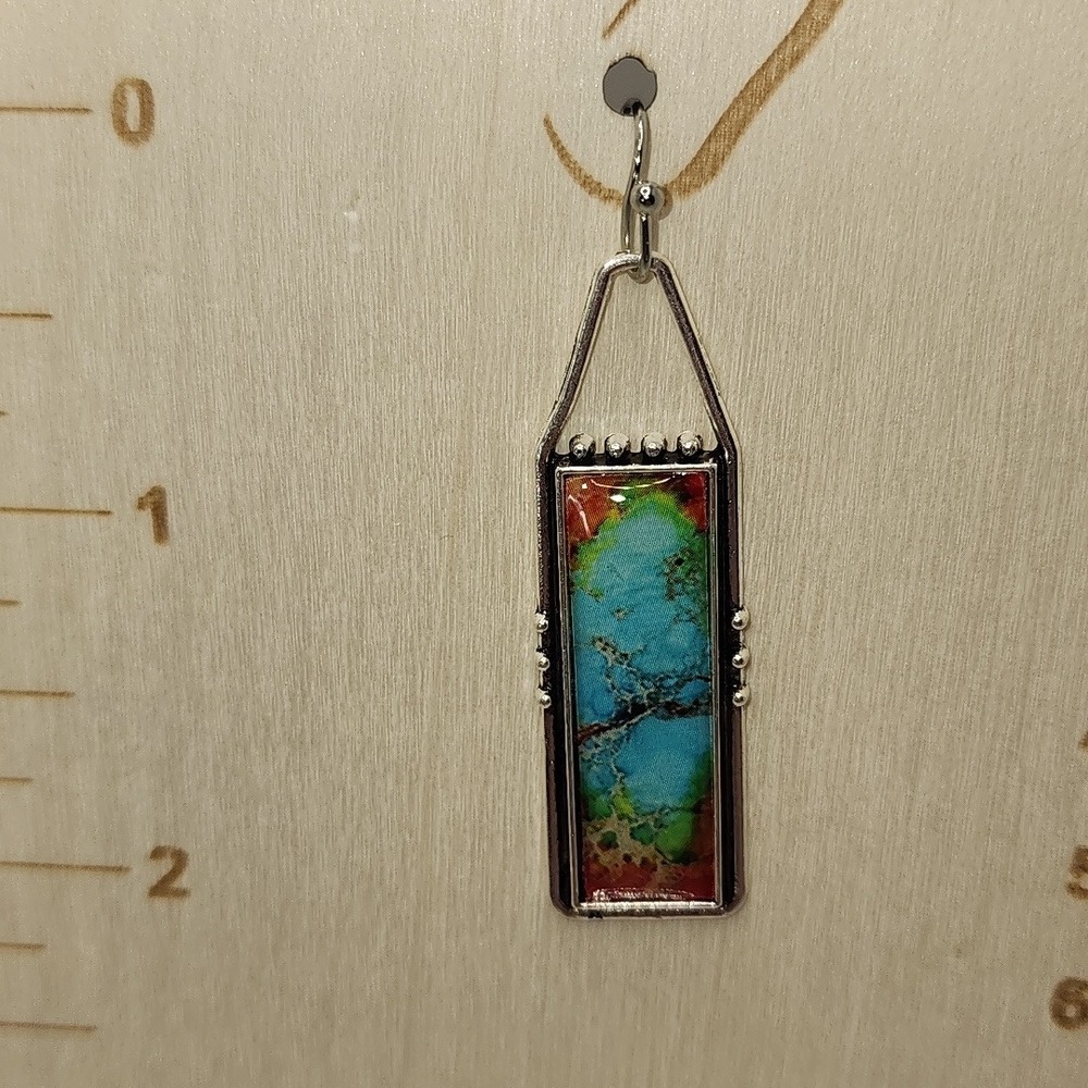 Colorful Rectangular Boho‎ Earrings - Picture 6 of 6